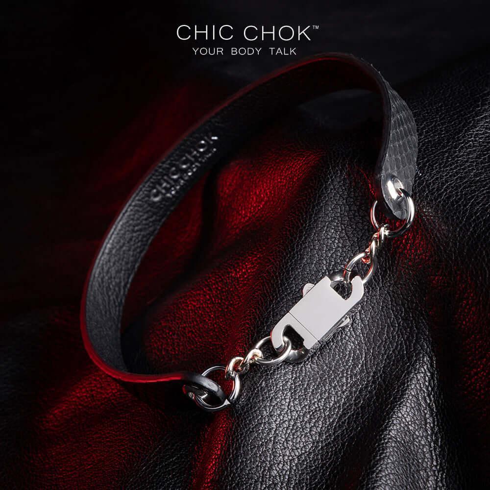 CHICCHOK [Night Watchman] - Black Python Fashion Front Lobster Clasp Daily Choker - CHICCHOK - Choker