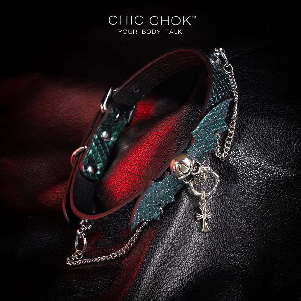 CHICCHOK [Gothic Nocturne] - Choker, Dark Theme, Silver Skull - CHICCHOK - Choker