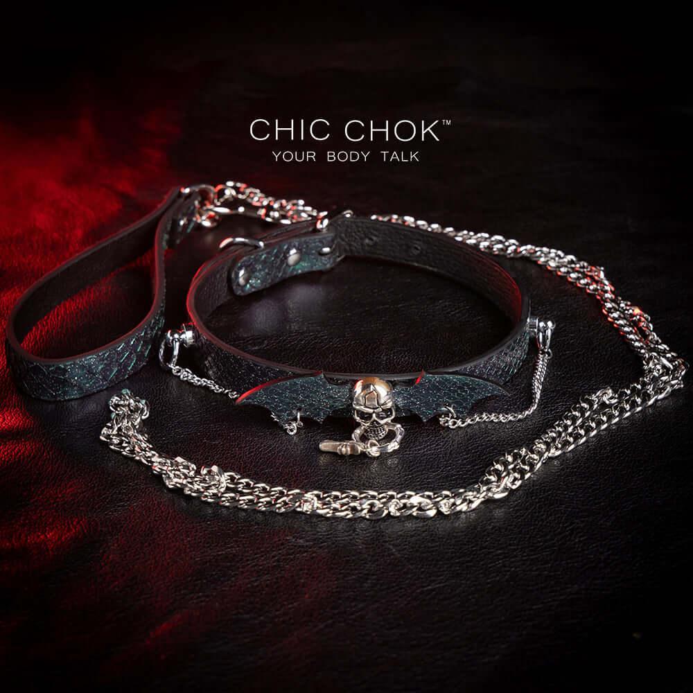 CHICCHOK [Gothic Nocturne] - Choker, Dark Theme, Silver Skull - CHICCHOK - Choker
