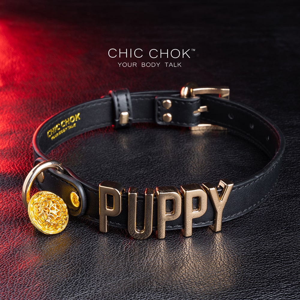chicchok black leather collar, custom letter decoration, multi-color pendant, fashionable and personalized