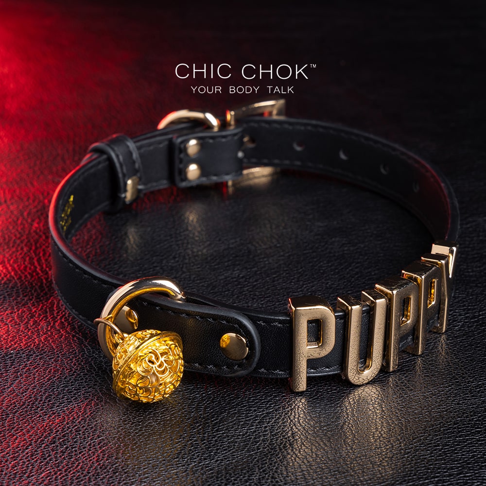 chicchok black leather collar, custom letter decoration, multi-color pendant, fashionable and personalized
