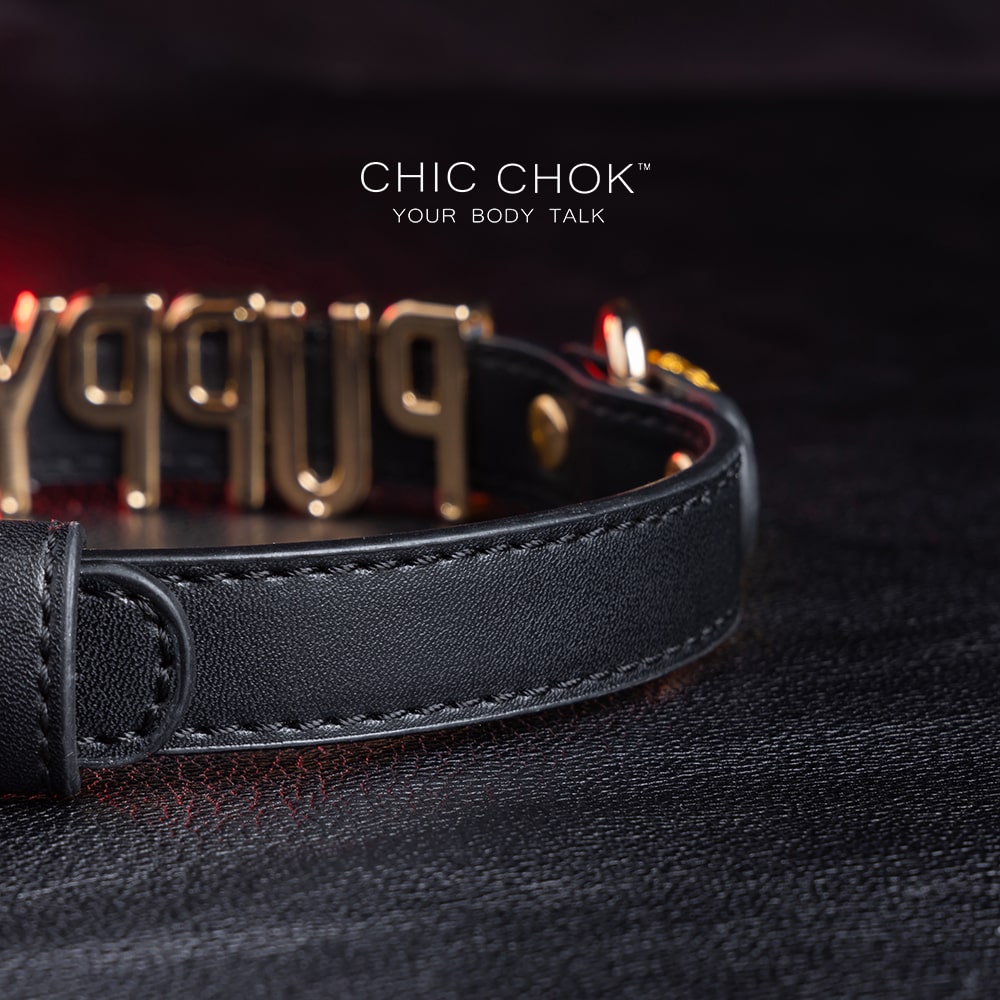 chicchok black leather collar, custom letter decoration, multi-color pendant, fashionable and personalized