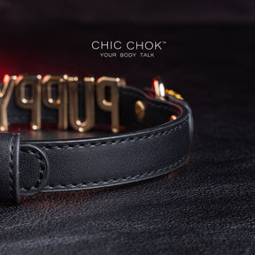 chicchok black leather collar, custom letter decoration, multi-color pendant, fashionable and personalized