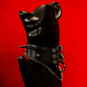 Savage collar is unusual in that it boldly challenges conventional aesthetics and combines over-the-top, goth and wild design elements. 
