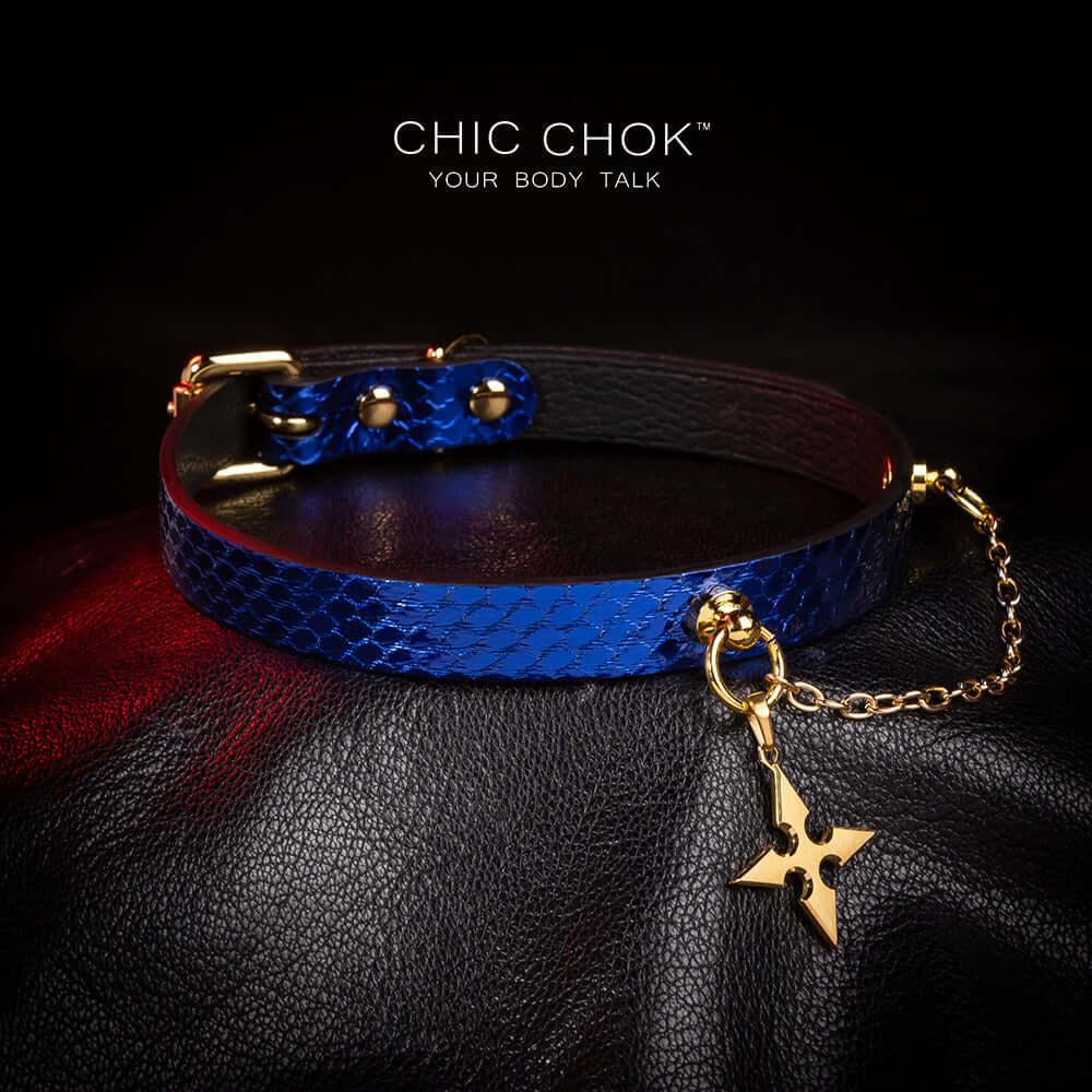 CHICCHOK [Star] - Sapphire Blue Python Hide Fashion Adjustable Choker - CHICCHOK - Choker