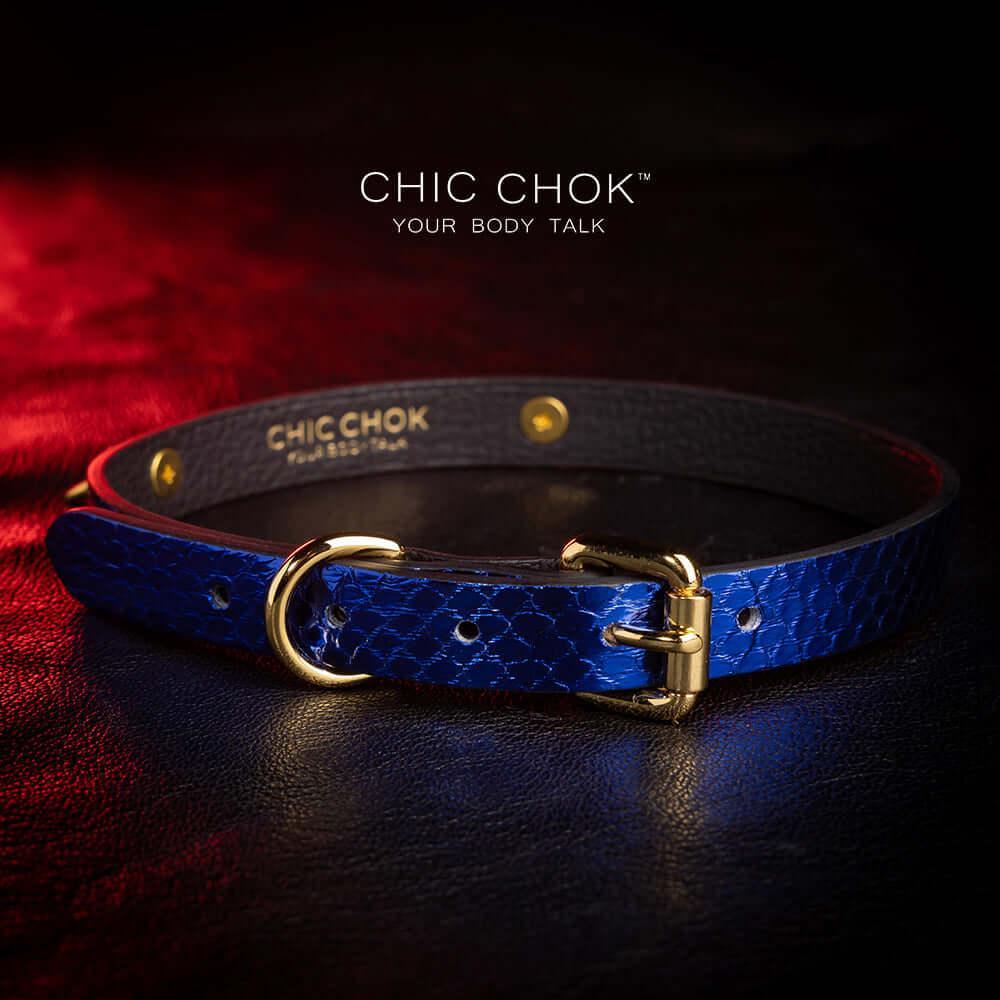 CHICCHOK [Star] - Sapphire Blue Python Hide Fashion Adjustable Choker - CHICCHOK - Choker