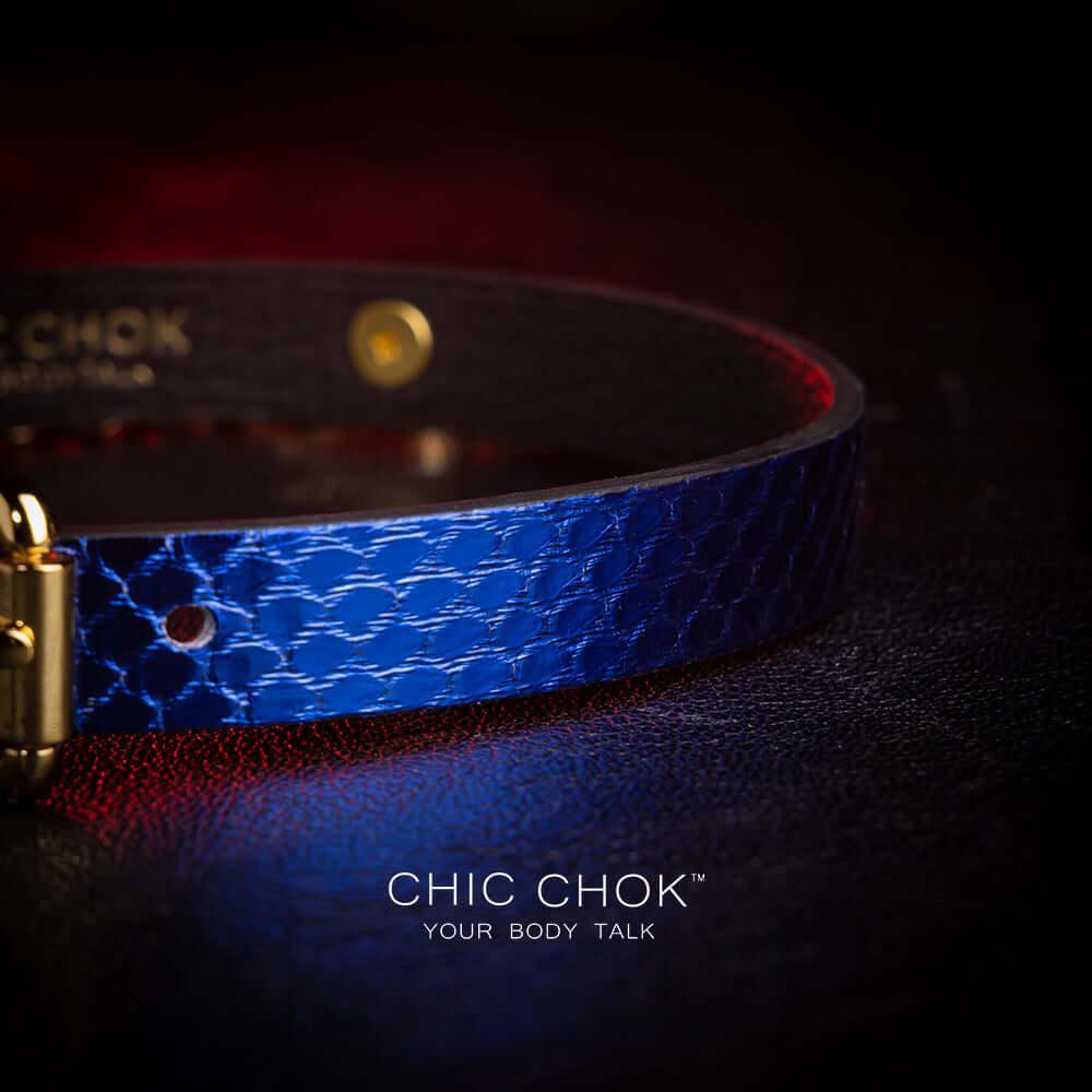CHICCHOK [Star] - Sapphire Blue Python Hide Fashion Adjustable Choker - CHICCHOK - Choker