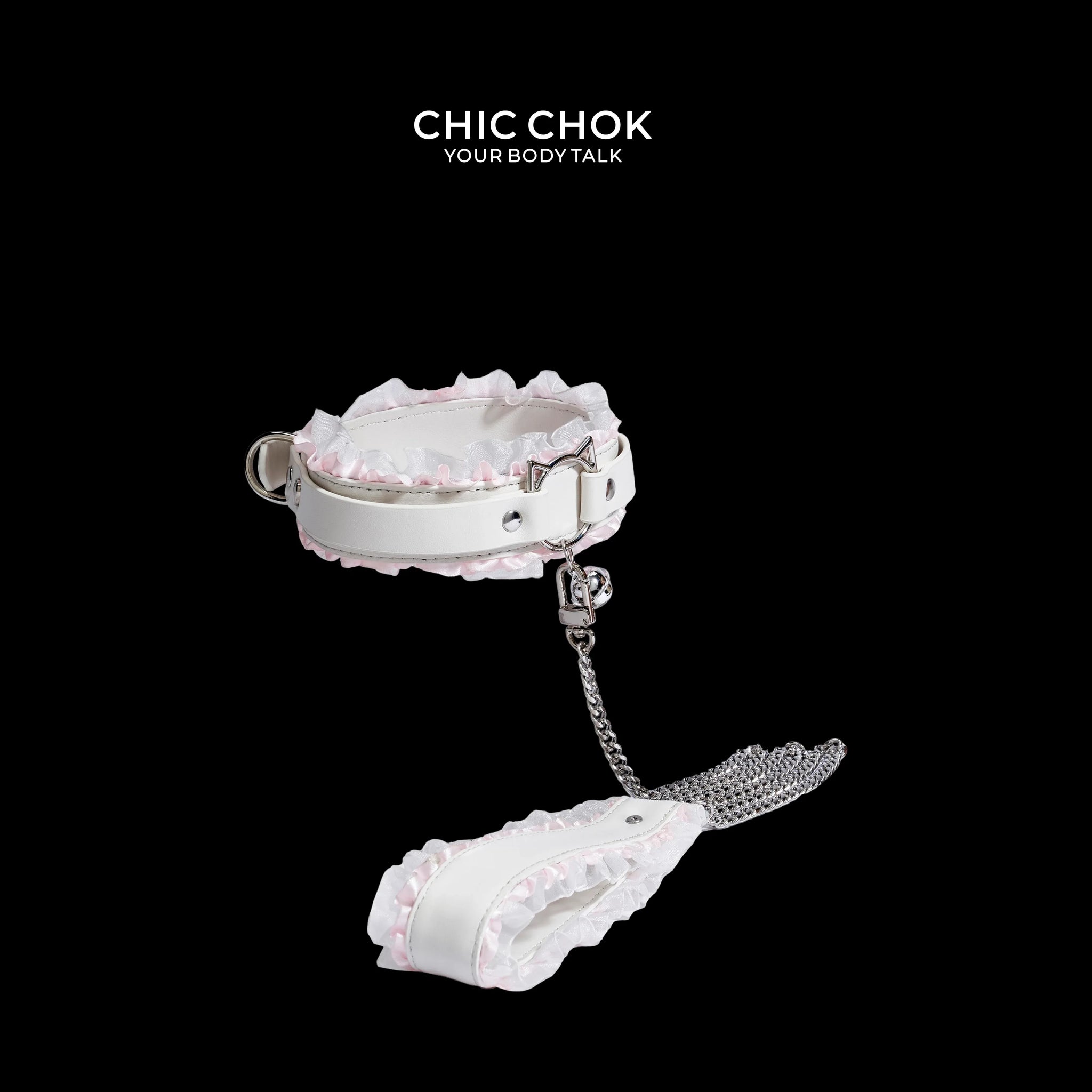 CHICCHOK [Kitty Love] Kitty Themed Cute Lovely Leather Lace with Bell Adjustable Choker - CHICCHOK - Choker