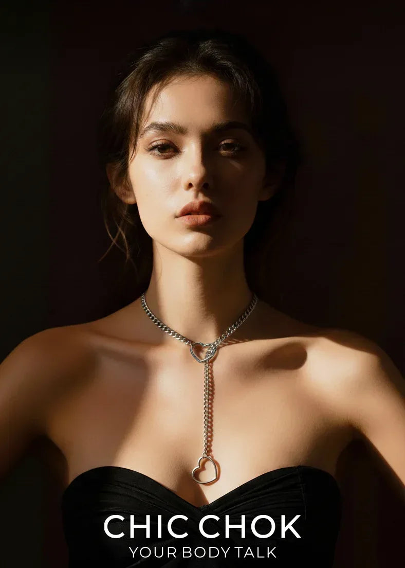 CHICCHOK [MeowChain] Heart O-ring Cuban chain necklace - CHICCHOK - Choker, collar - Choker