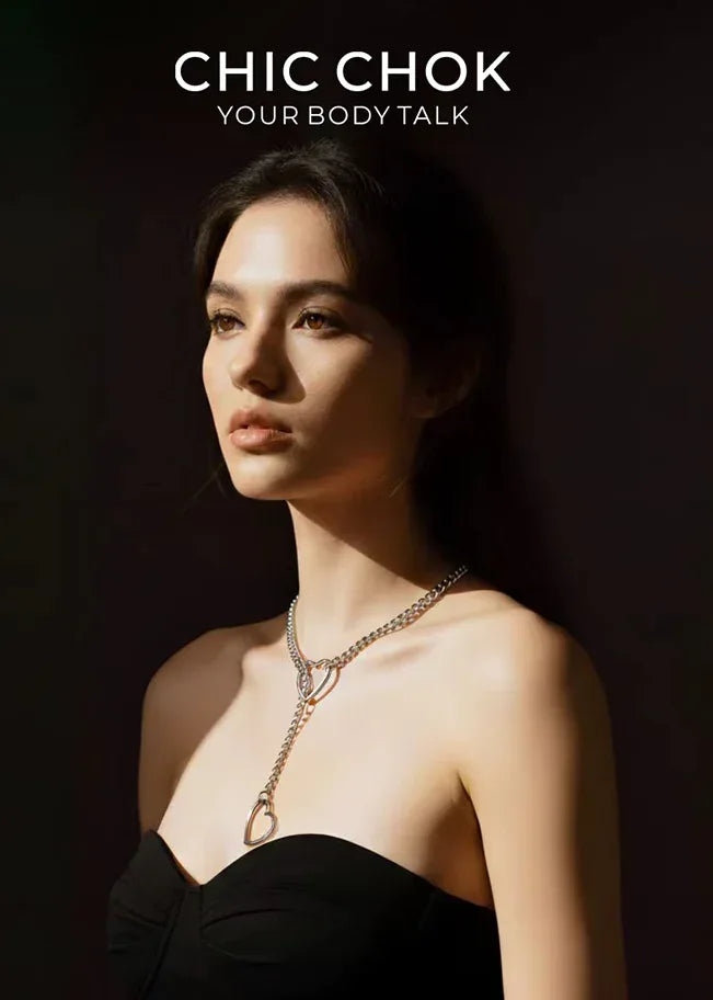 CHICCHOK [MeowChain] Heart O-ring Cuban chain necklace - CHICCHOK - Choker, collar - Choker